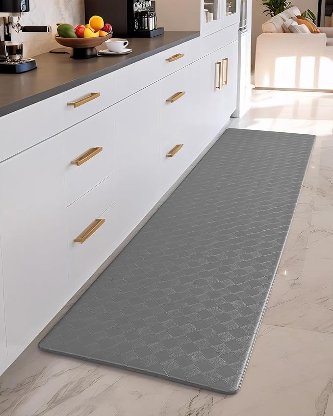 Color&Geometry Anti Fatigue Cushioned Kitchen Floor Mats,17"X71",Long Runner Rug Non Slip Waterproof,Memory Foam Padded Standing Mat for Front Sink,Grey