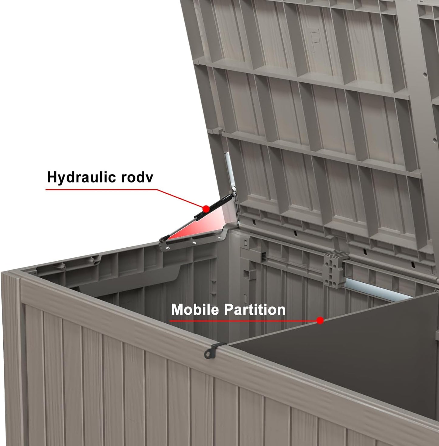 150 Gallon Outdoor Deck Box,Storage Lockable Waterproof Patio Furniture,Garden Tools,Cushions,Pool Accessories Outside Storage Resin Box(Grey)