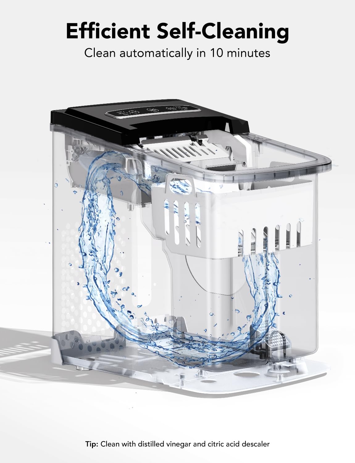 GoveeLife Smart Countertop Ice Makers, Portable Ice Maker Machine with Self-Cleaning, 6 Mins 9 Bullet Ice, 26lbs/24Hrs, Voice Remote for Home Kitchen Party Camping, with Ice Scoop Stainless Silver