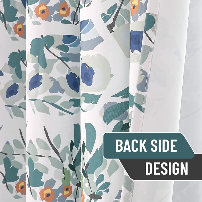 Joydeco Green Floral Curtains 96 Inches Long for Bedroom 2 Panels, Room Darkening Curtains Patterned Panels for Living Room with Grommet, 80% Blackout Botanical Printed Drapes(Hexagon Green-95)