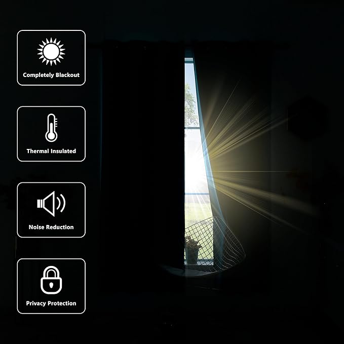 KOUFALL Forest Green Blackout Curtains, 52 x 90 Inches Long, Grommet Thermal Insulated Room Darkening Window Drapes, Olive Green Window Treatments for Living Room, Bedroom