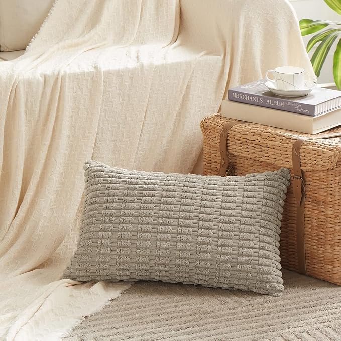 Fancy Homi 4 Packs Decorative Throw Pillow Covers for Living Room Couch Bed, Modern Farmhouse Boho Home Décor Accent Cushion Case, 20" x 12", Neutral