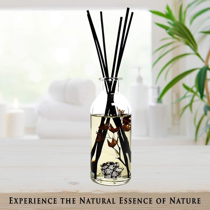 Urban Naturals Reed Diffuser Set, Mountain Air - Bathroom Shelf Décor | Scented & Room Freshener, Golden Apples, Birch Wood, Fennel, Pear Eucalyptus, Mint & Aromatic Sage, Decorative Botanicals