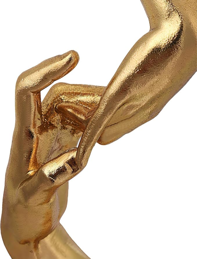 Golden Hands Sculpture Resin Statues Home Decor (Hold Hands) | Gold Hands Shelf Decor Electroplated Resin Statues Office Desktop Home Decor Bedroom Sculpture Indoor/Outdoor Ornament