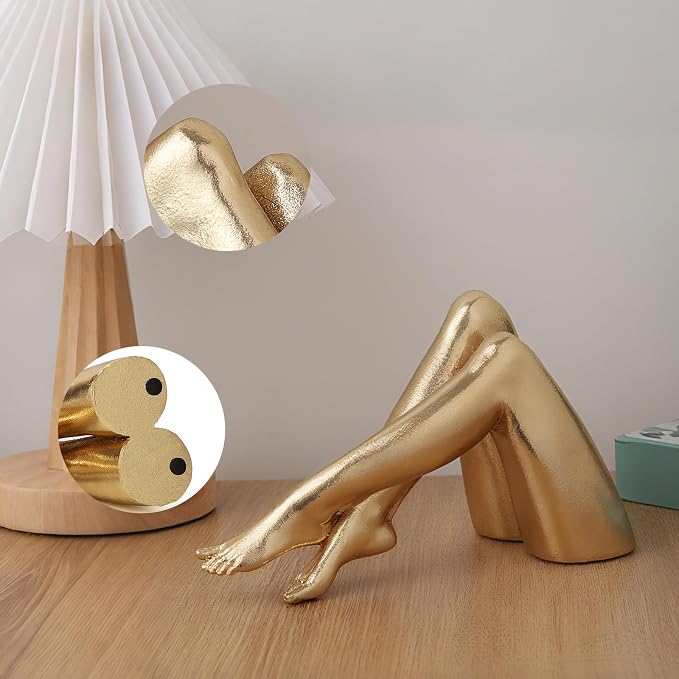 Golden Legs Sculpture Resin Statues Home Decor (Bowed Leg) | Gold Legs Shelf Decor Electroplated Resin Statues Office Desktop Home Decor Bedroom Sculpture Indoor/Outdoor Ornament