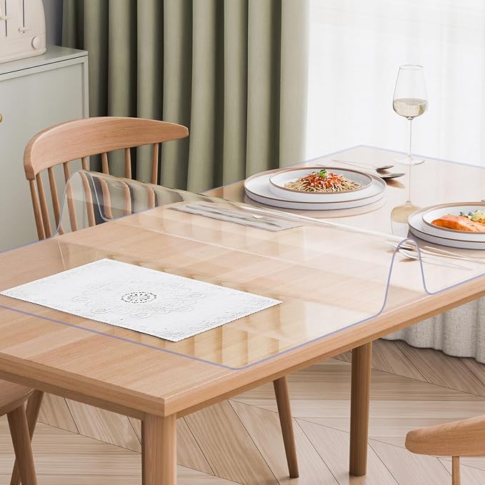 VEVOR Plastic Table Cover, 40 x 80 Inch 2.0 mm Thick Rectangle Clear PVC Mat Protector, Waterproof & Easy Cleaning Desk Pad Tablecloth, for Office, Dresser, Dining Room, Night Stand