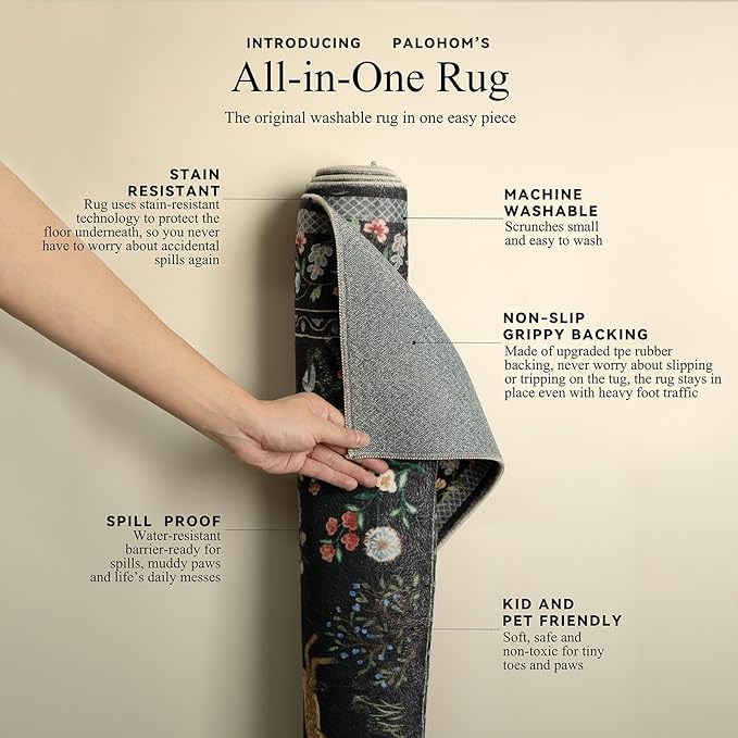 Machine Washable Kitchen Runner Rugs: 2'x6' Entryway Rug Non Slip Low Pile Stain Resistant Soft Carpet Runners for Hallways Indoor Kitchen Living Room Bedroom Farmhouse
