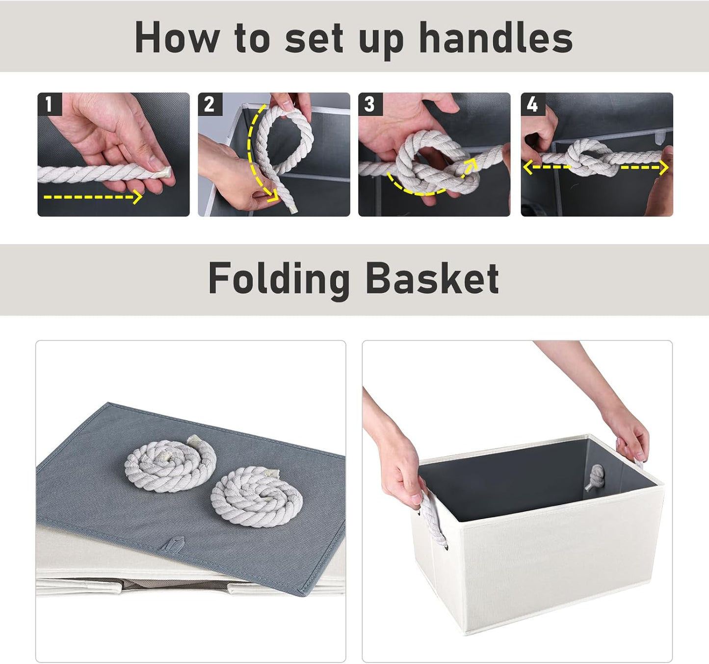 Closet Storage Bins, Linen Closet Organizers and Storage Basket for Shelves, Collapsible Shelf Baskets for Organizing Shelves, Bedroom Clothes Basket, Beige, 3 Pack