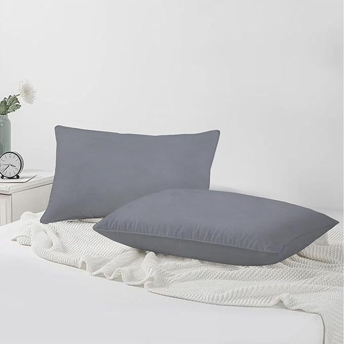 A1HC Set of 2 Luxurious Fine Soft Velvet Throw Pillow Covers Only, for Sofas, Beds, Vibrant Colors and Hidden Zipper. Enhance Your Living Space with Decorative Couch Pillow 12"x20", Dark Grey