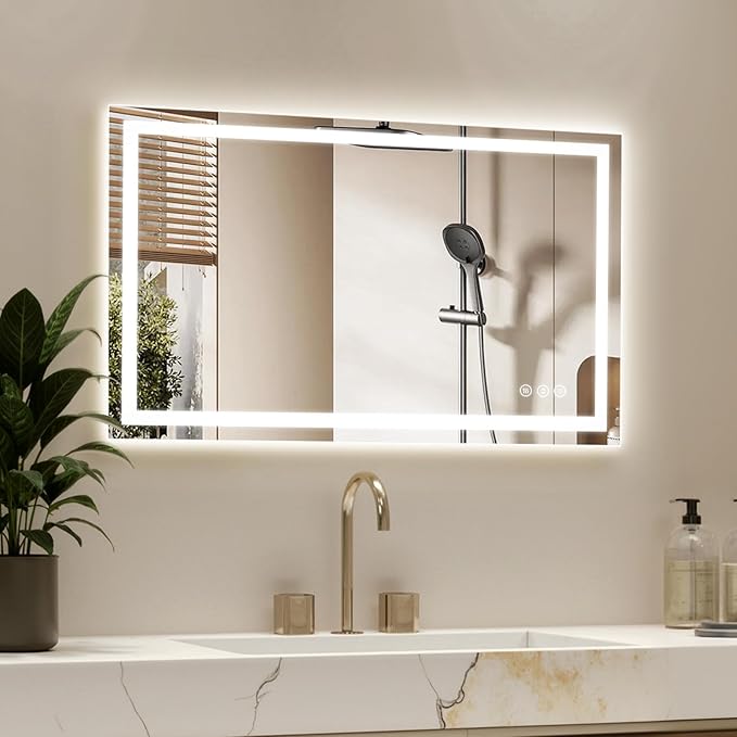 40X24 LED Bathroom Mirror with Lights, Anti-Fog, Backlit + Front Lit (CRI>90), Lighted Bathroom Vanity Mirror for Wall, Memory Function, Dimmable, Tempered Glass, Shatter-Proof