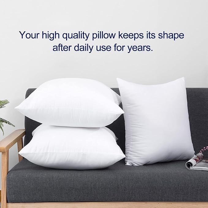 HITO 24x24 Pillow Inserts (Set of 2)- 100% Cotton Covering Down Alternative Throw Pillows White for Couch Bed Sofa