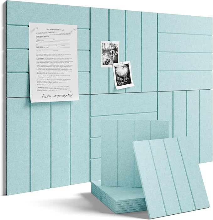 Fluxynara Large Felt Bulletin Board 36"x24" Cork Board Alternative - 6 Pack with 32 Safe Removable Adhesive Tabs, Cork Boards for Walls for Home Office Classroom Pin Board-Teal Blue