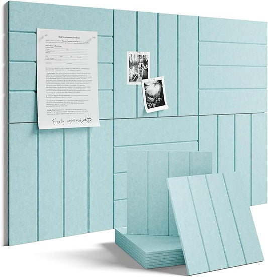 Fluxynara Large Felt Bulletin Board 36"x24" Cork Board Alternative - 6 Pack with 32 Safe Removable Adhesive Tabs, Cork Boards for Walls for Home Office Classroom Pin Board-Teal Blue
