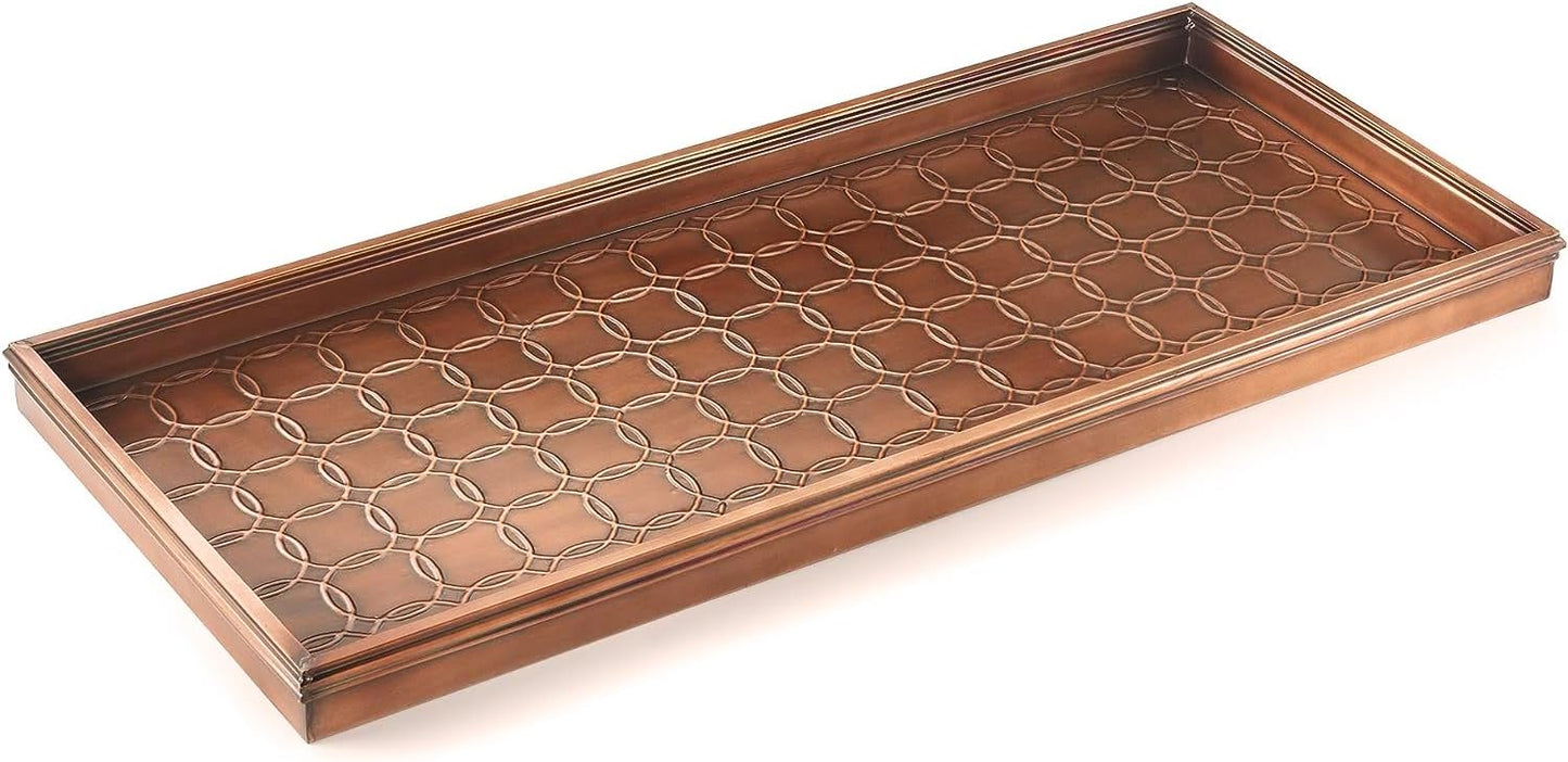 Good Directions Large Boot Tray, Circles Multi-Purpose All Weather Decorative Boot Tray, Shoes, Plants, Garage, Patio Door, Pet Bowls, 34 inch Entry Indoor Shoe Tray, Copper Finish