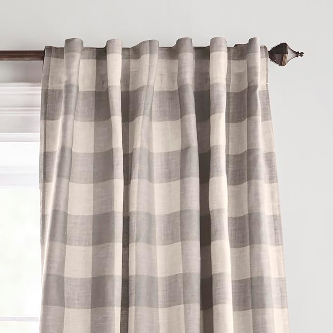 Grainger Rod Pocket Back Tab Window Curtain Panel, Gray - 52" W x 63" L