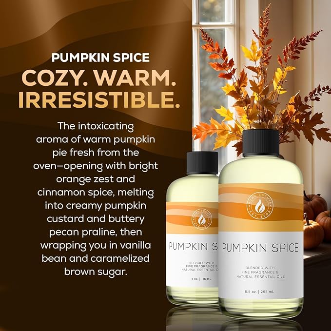Aroma Country Pumpkin Spice Luxury Diffuser Oil Refill (4 Fl Oz) | Hotel-Inspired • Long-Lasting Home Fragrance • for Aromatherapy, Reed Diffusers, Diffuser Machines & Room Sprays