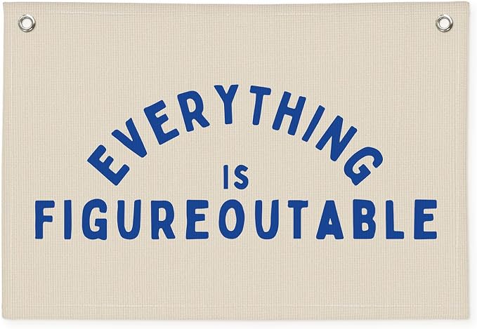Everything is Figureoutable Inspirational Wall Decor, Motivational Classroom Wall Decor, Classroom Linen Canvas Banner Hanging Flag, 20x30 Inch - Blue