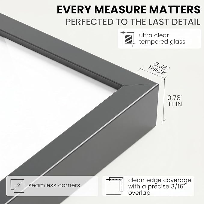 A3 Picture Frame 11.7x16.5 for A4 Photo, Aluminum Frame, Gunmetal Gray | Sleek Metal Frame for Wall, Desk & Gift | Beveled Glass & Hardware, Minimalist
