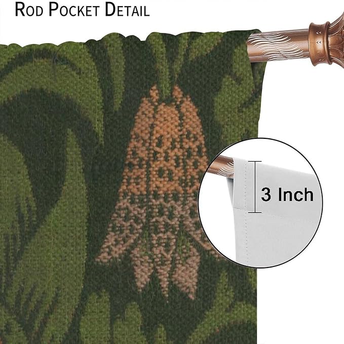 Vintage Bohemia William Morri Plant Flowers Blackout Window Curtains, Abstract Art Retro Plants Pattern Print Window Drapes, for Bedroom Living Room 21(W)*54(L) 2 Panels