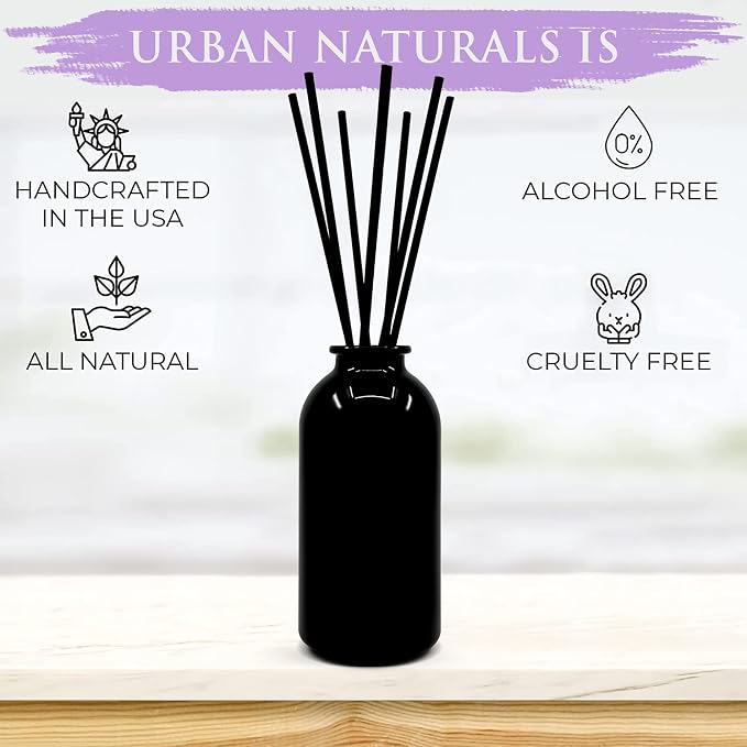 Urban Naturals Reed Diffuser Set, Lavender Fields - Bathroom Shelf Décor | Real Lavender Stems French Blossoms, Geranium & Clary Sage, for Aromatherapy & Stress Relief, Vegan