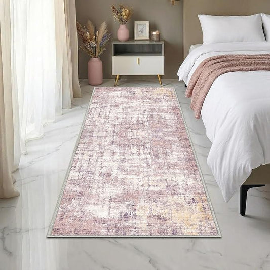 2x6 Rug for Entryway Hallway-No Slip Soft Carpets Modern Abstract Indoor Floor Stain Resistant Carpet for Bedroom Dining Room Farmhouse Nursery Home Office Pink