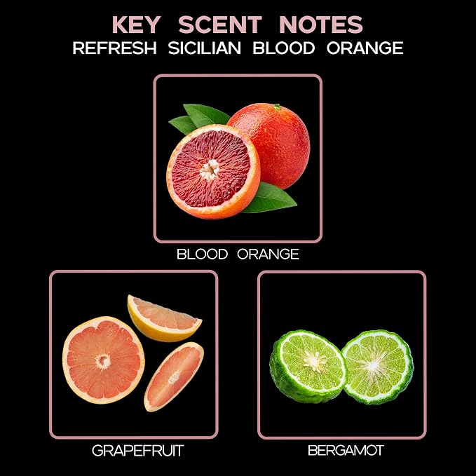 Reed Diffuser Set, Refresh Sicilian Blood Orange Scented Oil Diffuser with Sticks, Home Fragrance Accessories for Bathroom Shelf Decor, Aroma Diffusers for Home or Office Desk, USA Made