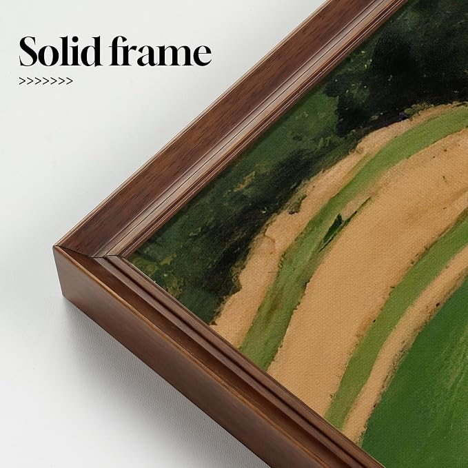 Vintage Framed Green Abstract Landscape Wall Art, Modern Minimalist Coastal Canvas Paintings Artwork for Walls, Rustic Nature Pictures for Living Room Bedroom Dining Room Office Wall Decor, 24x36 In