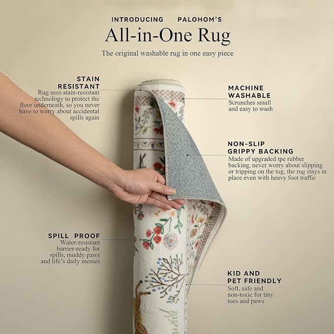 8x10 Area Rugs for Living Room: Washable Bedroom Rug Boho Stain Resistant Non Slip Low Pile Soft Lightweight Carpet for Kitchen Dining Room Farmhouse Nursery Kids Room Home Office Indoor