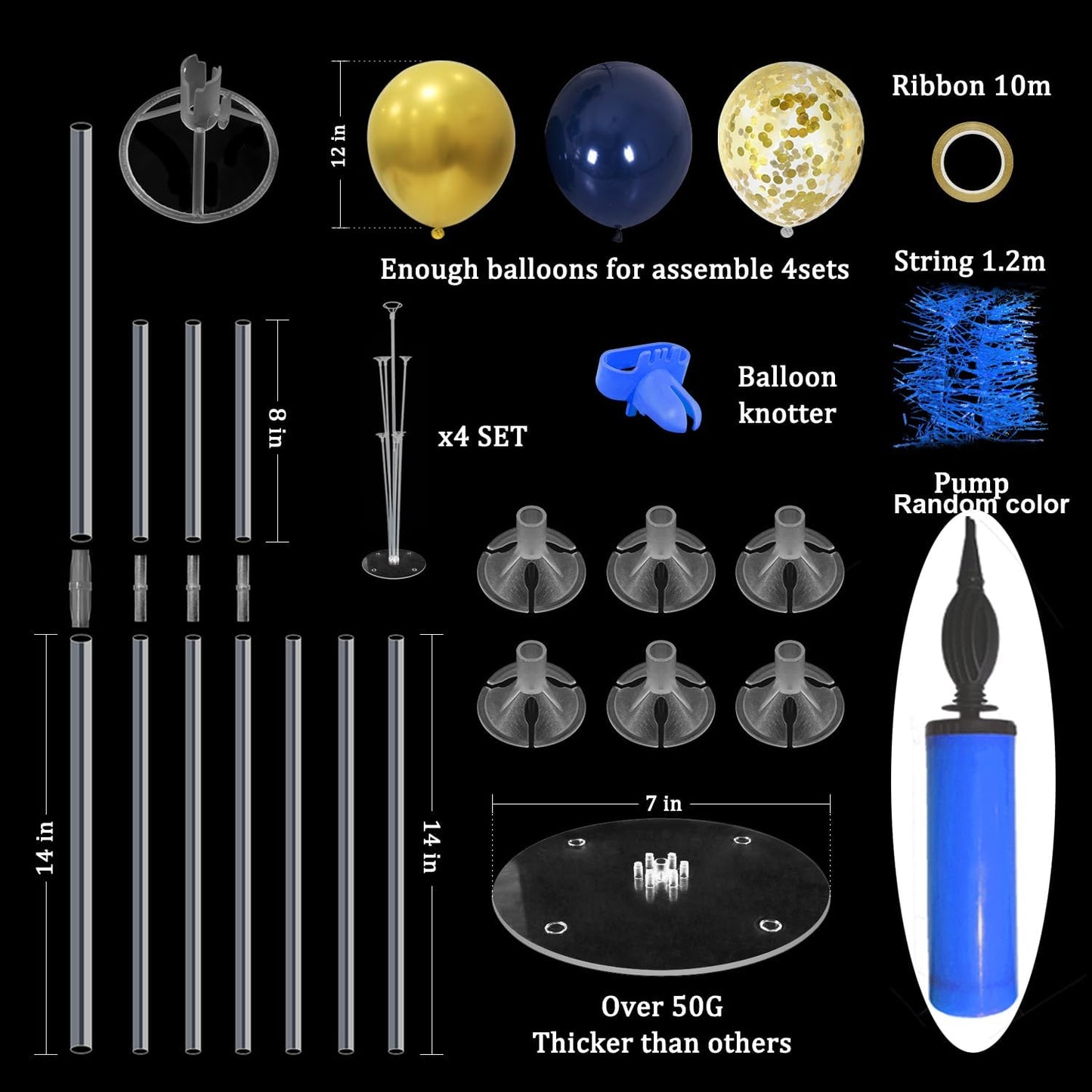 Navy Blue and Gold Balloon Stand Navy and Gold Balloons Centerpiece Table Decorations for Birthday Wedding Anniversary New Year Graduation Decorations Class of 2025(Gold navy set4)