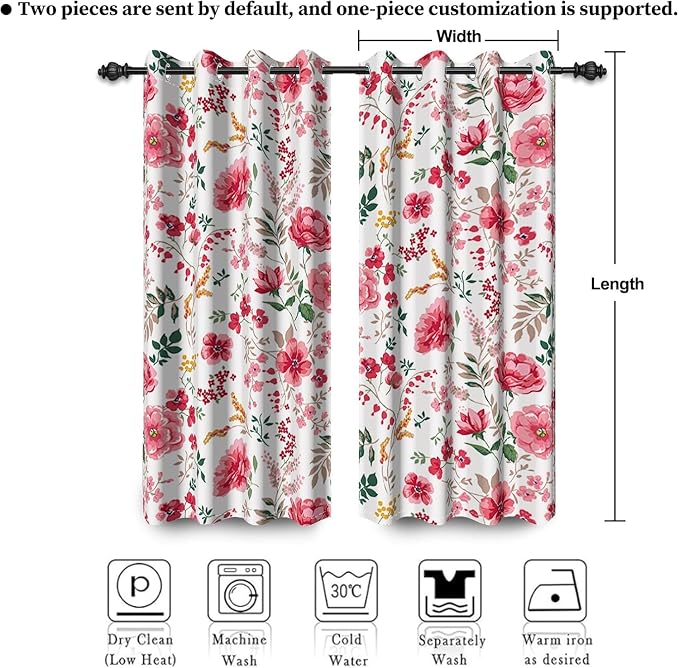 Renaiss Leaf Curtains Green Leaves Print Blackout Window Curtains for Bedroom Botanical Plants Grommet Top Room Darkening Window Drapes for Living Room 53W x 108L Inch Two Panel Set