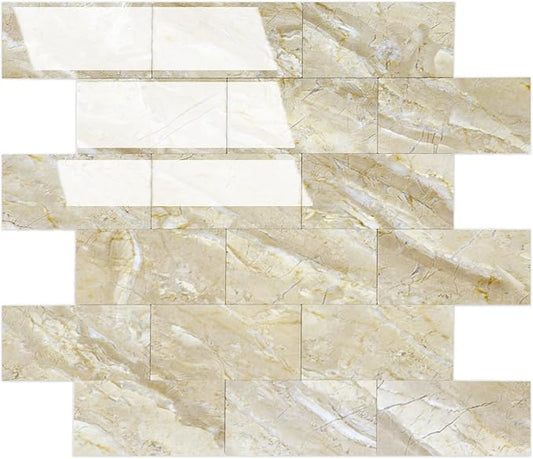 2026 New Upgrade Peel and Stick Backsplash Tile, Peel and Stick 11.34" X 11.57" Wall Tile for Kitchen, Bathroom, Fireplace, Laundry (Polished Beige, 1 Pack)