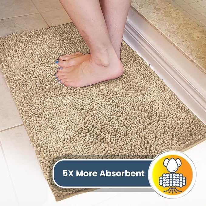 Muddy Mat® | Super Water Absorbent Door Mat Indoor, Microfiber Quick Dry Chenille Entryway Rug, Slip Resistant Front Door Mat, Indoor Mats for Entryway, Machine Washable Pet Rug, Beige XXXL 72"X48"