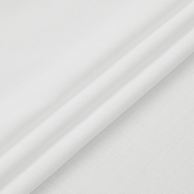 White Ruffled Curtains for Living Room, 2 Panels W47 x L72 Inch Light Filtering Semi-Sheer White Linen Blend Curtains Rod Pocket Vintage Shabby Chic French Country Boho Farmhouse Privacy Window Drapes