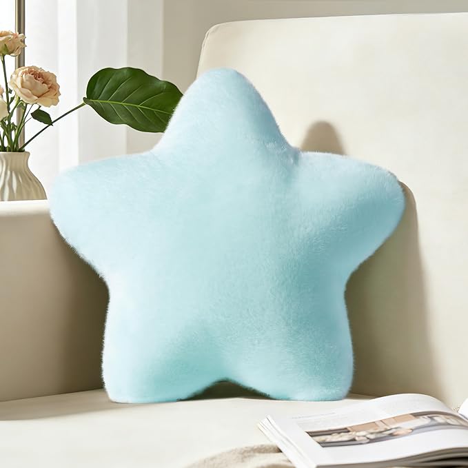 Star Pillow Cute Soft Plush Blue Decorative Throw Pillows for Couch Bed | 15.4", Fluffy and Comfortable, For Sofa Chair, Aesthetic Living Room Bedroom Decor,Floor Cushions, Gift For Girls Kids