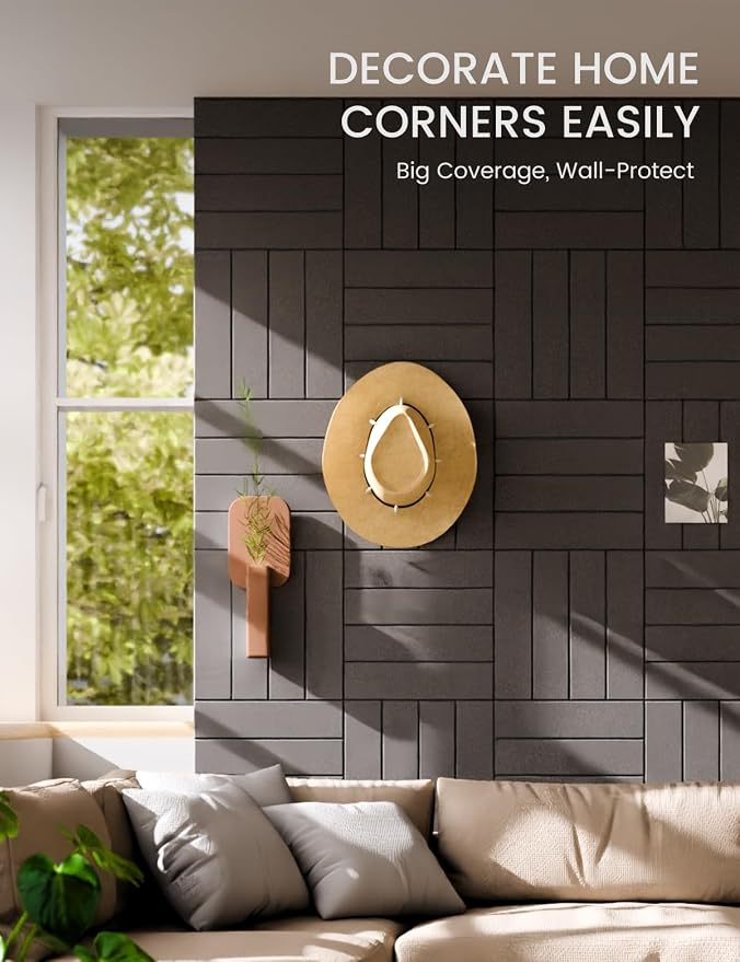 Fluxynara Felt Bulletin Board Tiles Large 36" x 24"Cork Board Alternative-6 Pack with 32 Adhesive Tabs, Thick Slat Wall Panels for Office Decor, Push Pin Board Wall Organizer Alternative-Charcoal Gray