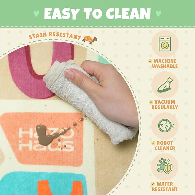 3x5 Alphabet Rug for Kids - Soft ABC Area Rug for Toddlers, Kids Learning, Preschool Educational Nursery Rug for Crawling, Reading Nook or Small Playroom – Cute Pastel Beige and Blue Letters Décor