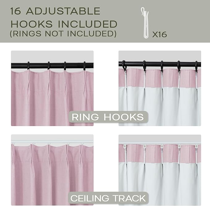 Mrs.Naturall Pink Blackout Curtains for Bedroom Girls,100% Black Out Pinch Pleated Curtains for Nursery Kids Room,Pastel Light Baby Pink,84 Inch Length Long 2 Panels Set