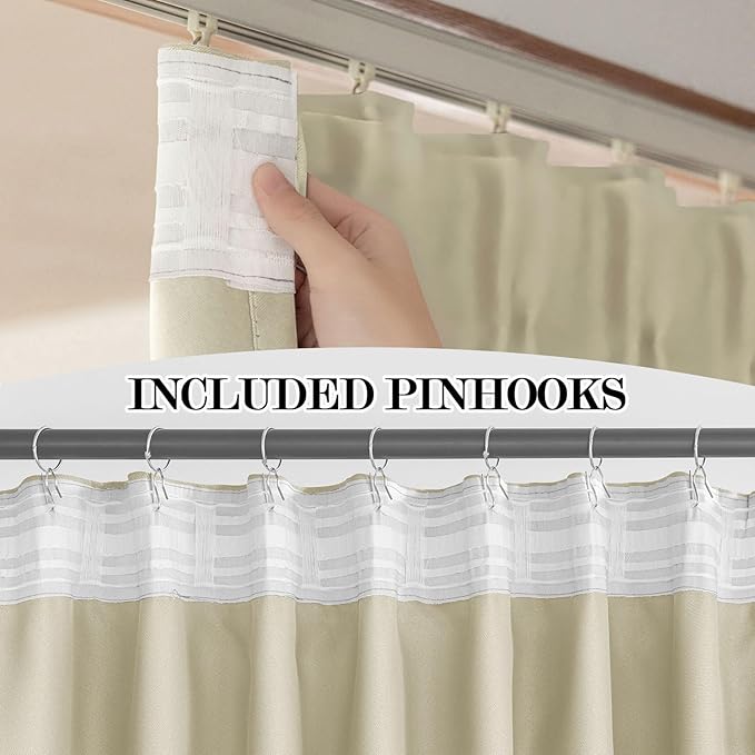 Room Divider Curtains Blackout Soundproof, for Ceiling Track or Rod with Hooks, Extra Wide Curtains Room Separator for Wall Ceiling Mount Track, Privacy Floor to Ceiling Curtain, 1 Panel