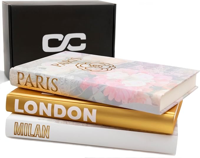 Gold Decorative Books for Home Decor - Set of 3 Shelf Decor | Gold decor for living room, Coffee table decor books gold, Decoration accents, Fashion designer aesthetic stack
