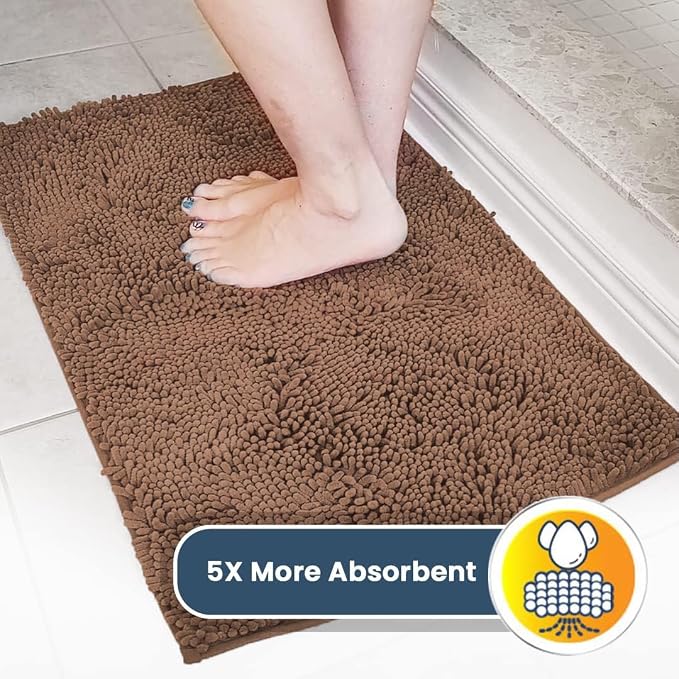Muddy Mat® | Super Water Absorbent Door Mat Indoor, Microfiber Quick Dry Chenille Entryway Rug, Slip Resistant Front Door Mat, Indoor Mats for Entryway, Machine Washable Pet Rug, Mocha 48" x 60"
