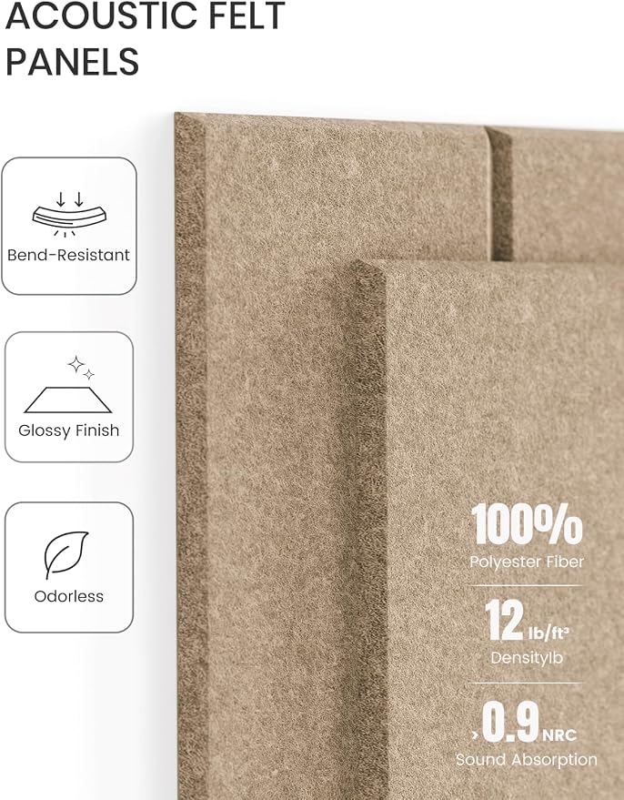 Fluxynara Large Felt Bulletin Board 48" x 36" Cork Board Alternative-12 Pack with 64 Safe Removable Adhesive Tabs, Cork Boards for Walls Felt Board for Home Office Classroom Pin Board-Taupe