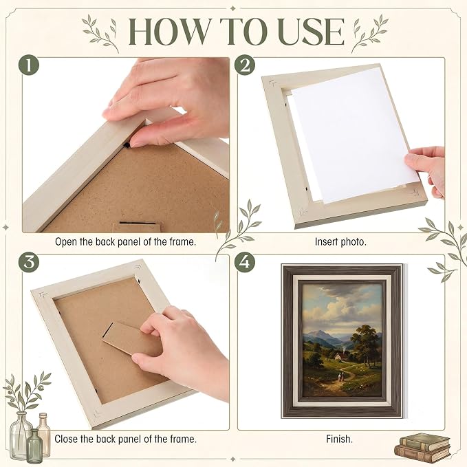 Kathfly 50 Pack Vintage Picture Frames for Wall, Tabletop Display Ornate French Country Frames Vintage Farmhouse Decor Antique Wall Frame Set for Gallery Bedroom Living Room Decor (Retro in Gold)