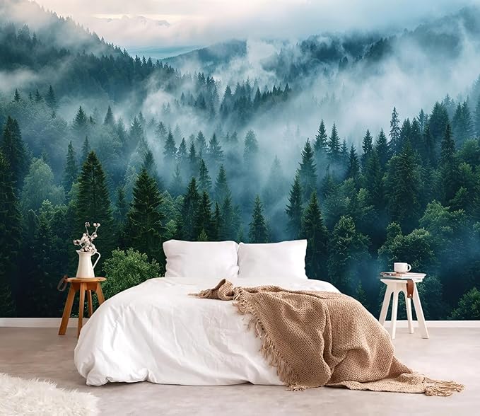 YQWDMX - Misty Forest Wallpaper self-Adhesive wall murals for Bedroom ZY19 M