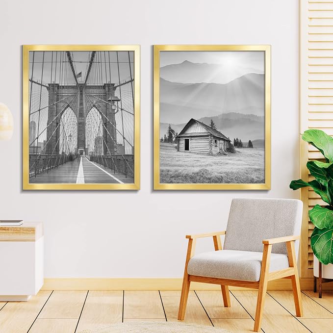 LaVie Home 20 x 25 Picture Frame, Large Poster Frame with High Definition Plexiglass, Horizontal or Vertical Wall Gallery Poster Frames Suitable for Photos, Artworks, Posters,Puzzle, Gold 1pc