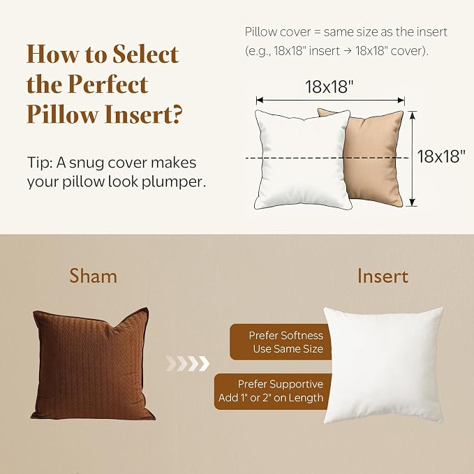 BPC 26x26 Down Feather Throw Pillow Inserts Set of 2, 100% Organic Cotton Cover, Soft Square Decorative Pillow for Sofa, Couch and Bed, White