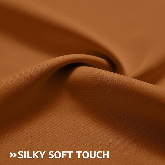 COSVIYA Grommet Blackout Room Darkening Brunt Orange Curtains 36 inch Length,Thick Polyester Light Blocking Insulated Thermal Curtain Drapes for Bedroom/Living Room,2 Panels,52x36 inches