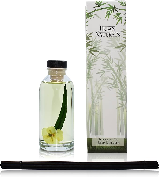 Urban Naturals Reed Diffuser Set, Lemongrass Verbena - Bathroom Shelf Décor | (REFRESH and RENEW) Mind & Body Aromatherapy Collection, Essential Oil Botanical Room Scent