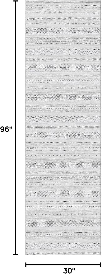 cotiled Hallway 2.6x8 Runner Rugs: Washable Boho Rugs with Non Slip Backing Large Soft Indoor Low Pile Carpet for Living Room Bedroom Farmhouse Dining Room Lightweight Home Decor Grey