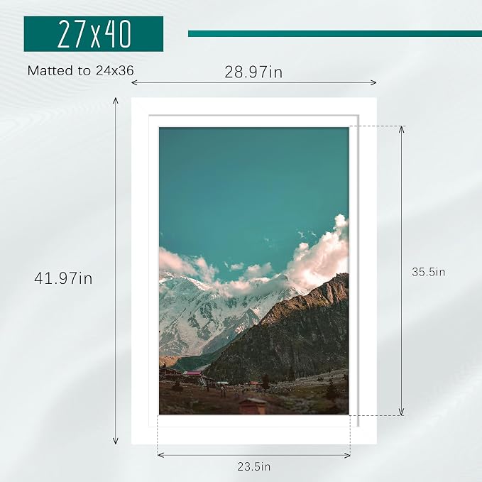 Picrit 27x40 inch Poster Frame 3 Pack, White Poster Frame, Display Poster 24 x 36 with Mat or 27 x 40 without Mat for Horizontal or Vertical Wall Mounting