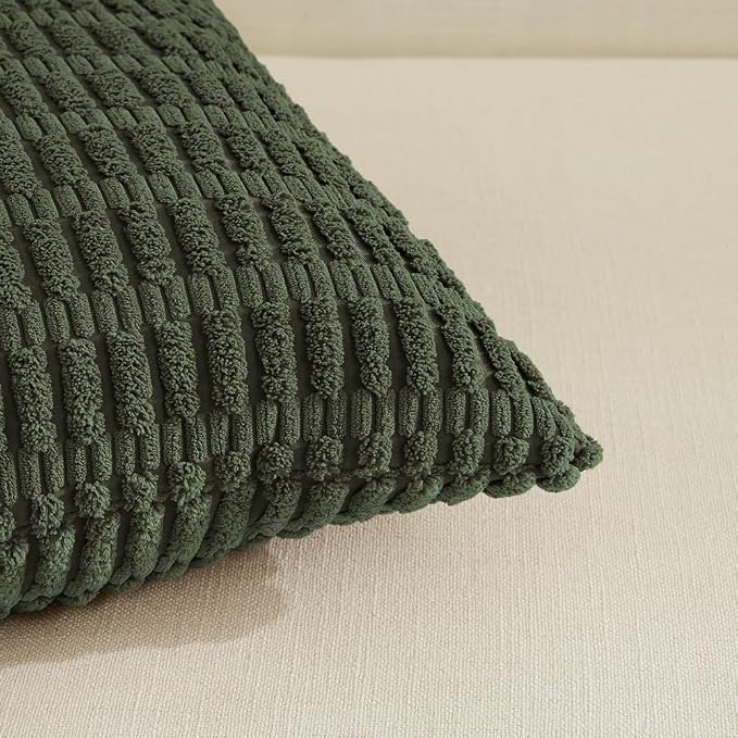 Fancy Homi 4 Packs Decorative Throw Pillow Covers for Living Room Couch Bed, Modern Farmhouse Boho Home Décor Accent Cushion Case, 20" x 12", Olive Green